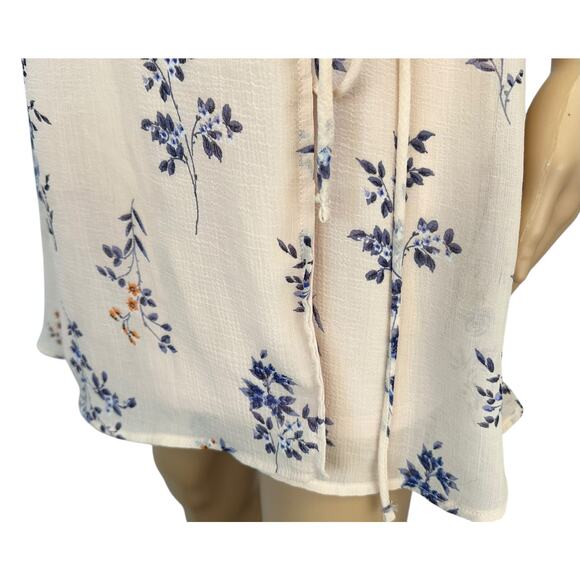 Lulus Fowler Blush Pink Floral Print Wrap Dress Size S Flutter Split Sleeve - Picture 11 of 13